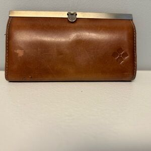 PATRICIA NASH Cauchy Leather Bi-fold Wallet COGNAC BROWN Frame Clutch RFID